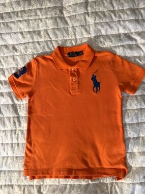 Ralph Lauren Kids Orange Polo with Navy Logo